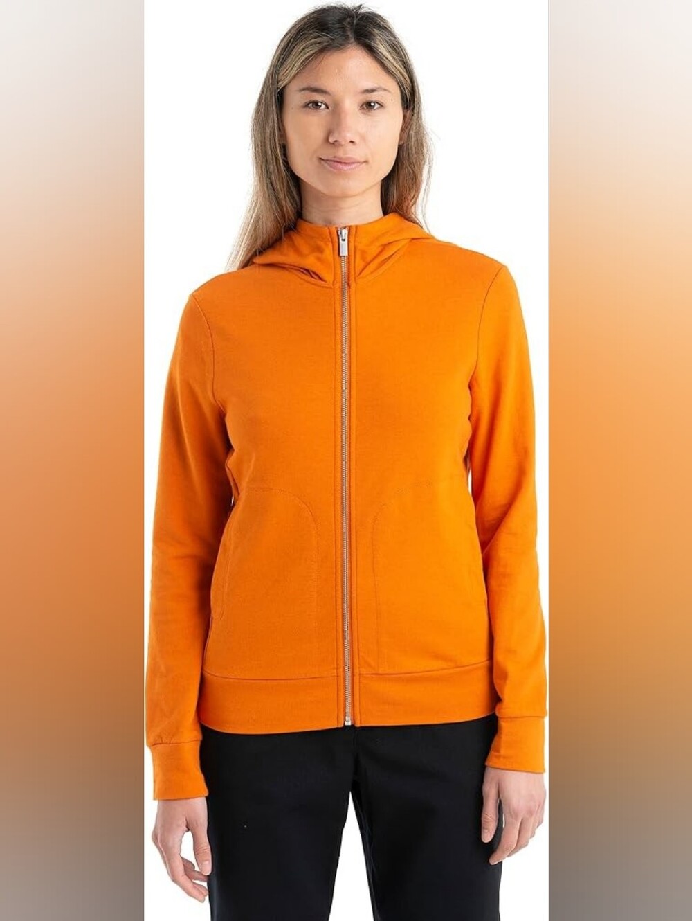 Icebreaker Orange Full-Zip Hooded Jacket